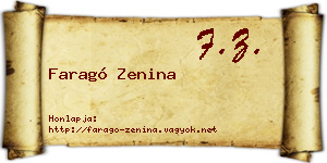 Faragó Zenina névjegykártya